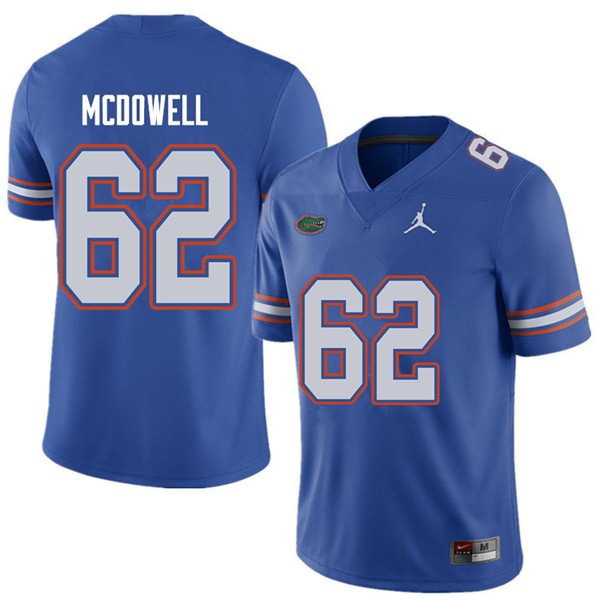 Men's NCAA Florida Gators Griffin McDowell #62 Stitched Authentic Jordan Brand Royal College Football Jersey QMI0265XI